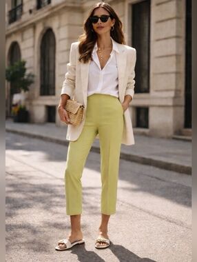 Rachel Zoe Pistachio Green Fitted Pull On Capris Size 2
